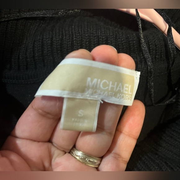 Michael Kors Black Fringe Cowl Neck Sweater Sz - Picture 3 of 4